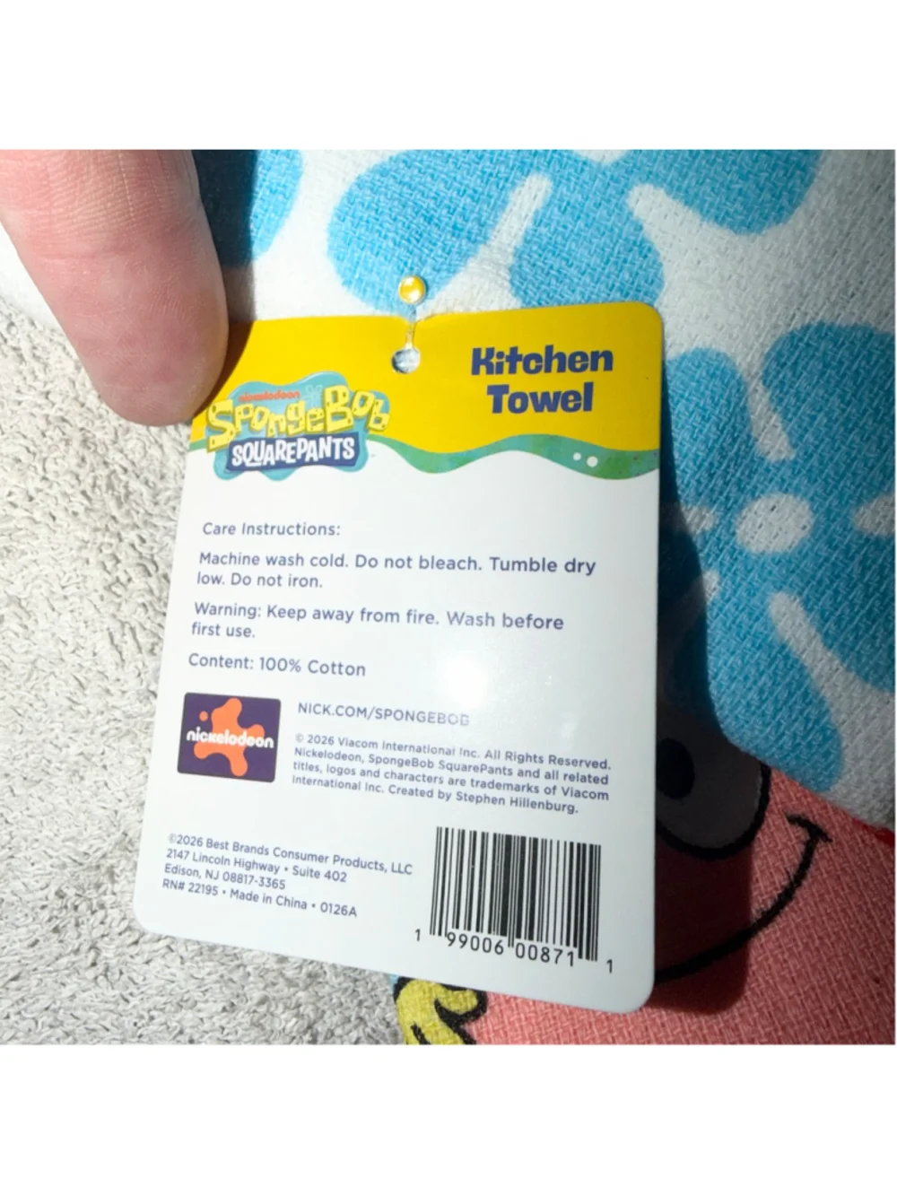 NWT Best Brands SpongeBob & Patrick Kitchen Dish Towel & Oven Pot Mini Mitt Set